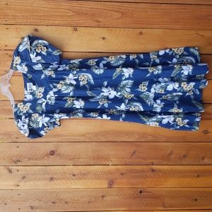 Aloha Republic Blue Floral Dress Medium